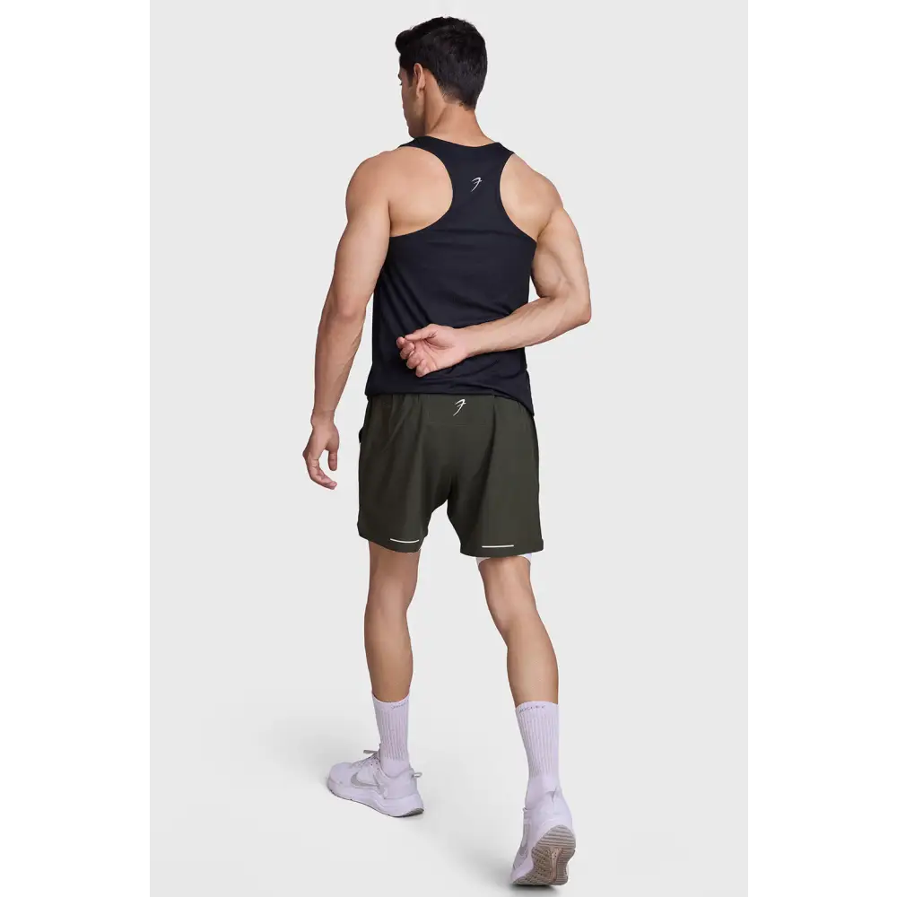 2 in 1 Mesh Shorts Olive - Shorts
