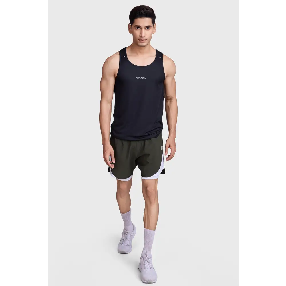 2 in 1 Mesh Shorts Olive - Shorts