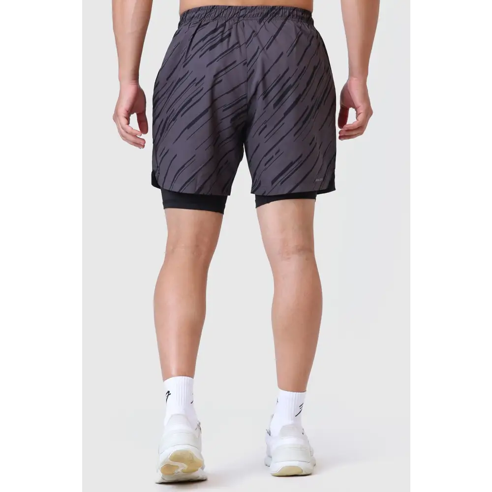 2 in 1 Printed Compression Shorts Graphite - Shorts