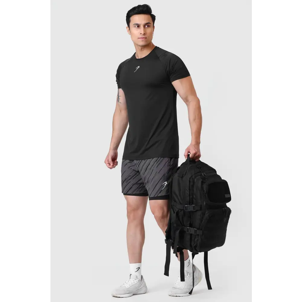 2 in 1 Printed Compression Shorts Graphite - Shorts