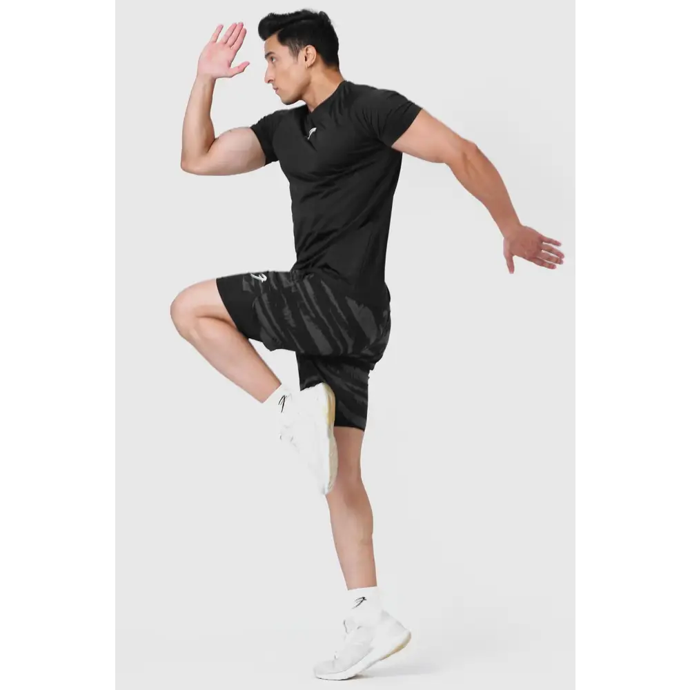 2 in 1 Printed Compression Shorts Olive - Shorts