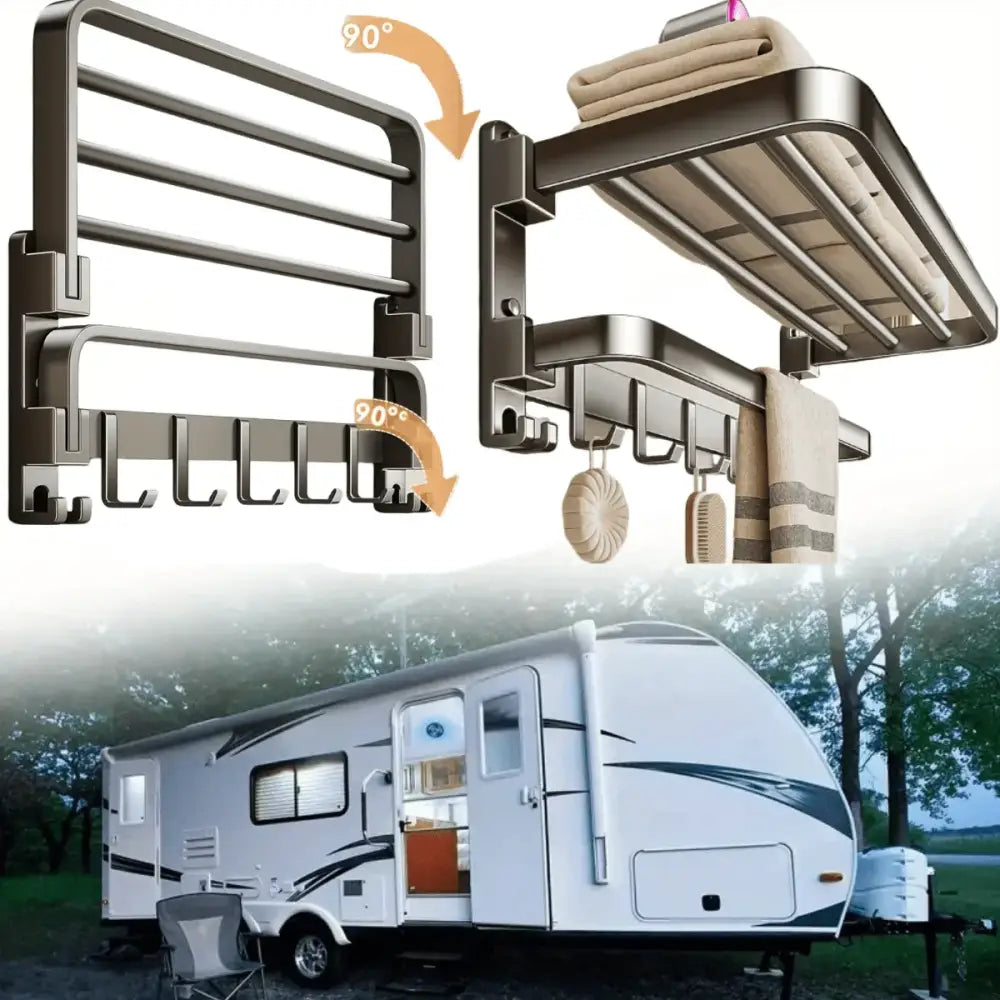 2-Layer Foldable RV Wall-Mount Towel Rack (different sizes available) - SS