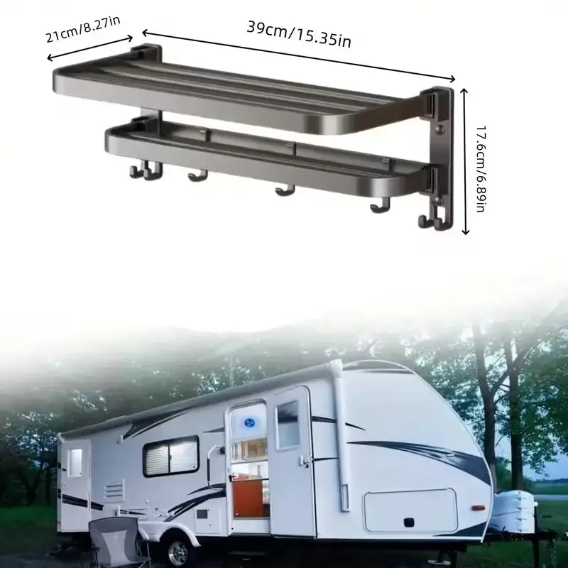 2-Layer Foldable RV Wall-Mount Towel Rack (different sizes available) - Towel Rack / Gray / 40cm - SS