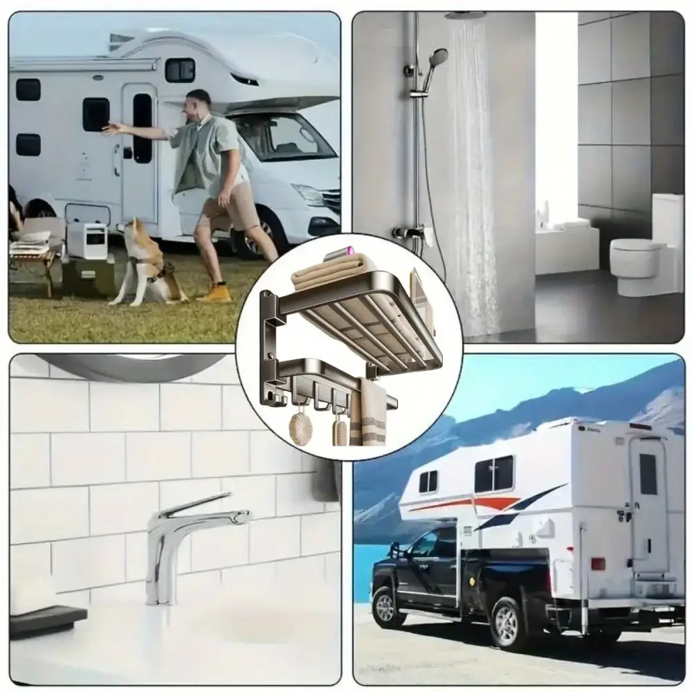 2-Layer Foldable RV Wall-Mount Towel Rack (different sizes available) - SS