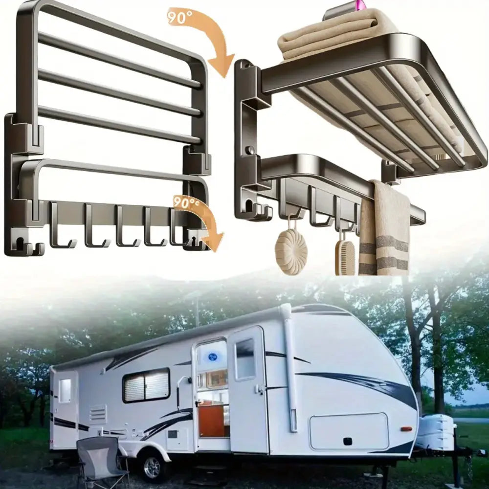2-Layer Foldable RV Wall-Mount Towel Rack (different sizes available) - SS