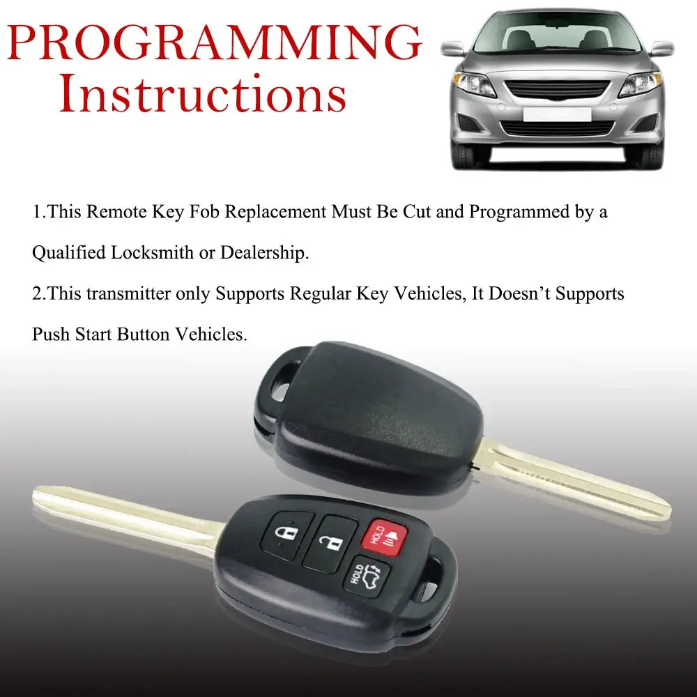 2 pcs For 2013-2018 Toyota RAV4 2014-2019 Toyota Highlander 2018-2019 Toyota Sequoia Remote Key Fob GQ4-52T GQ452T