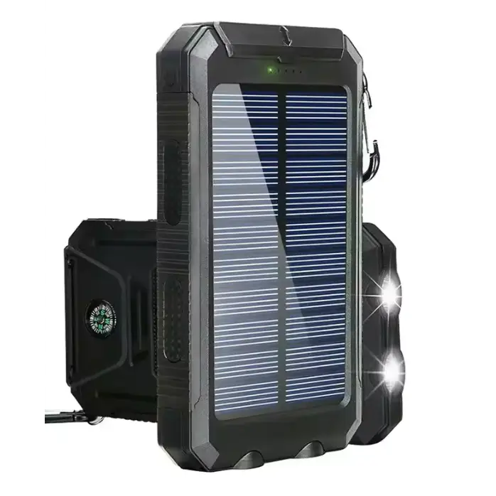 20000Mah Solar Powered Waterproof Power Bank - Black / 20000Mah