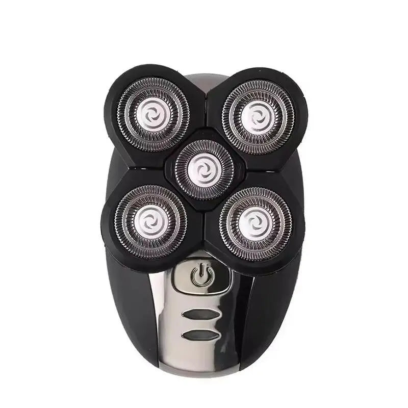2025 Waterproof Rotary Electric Shaver and Beard Trimmer with 5 Heads - Rechargeable Men’s Grooming Tool - Black