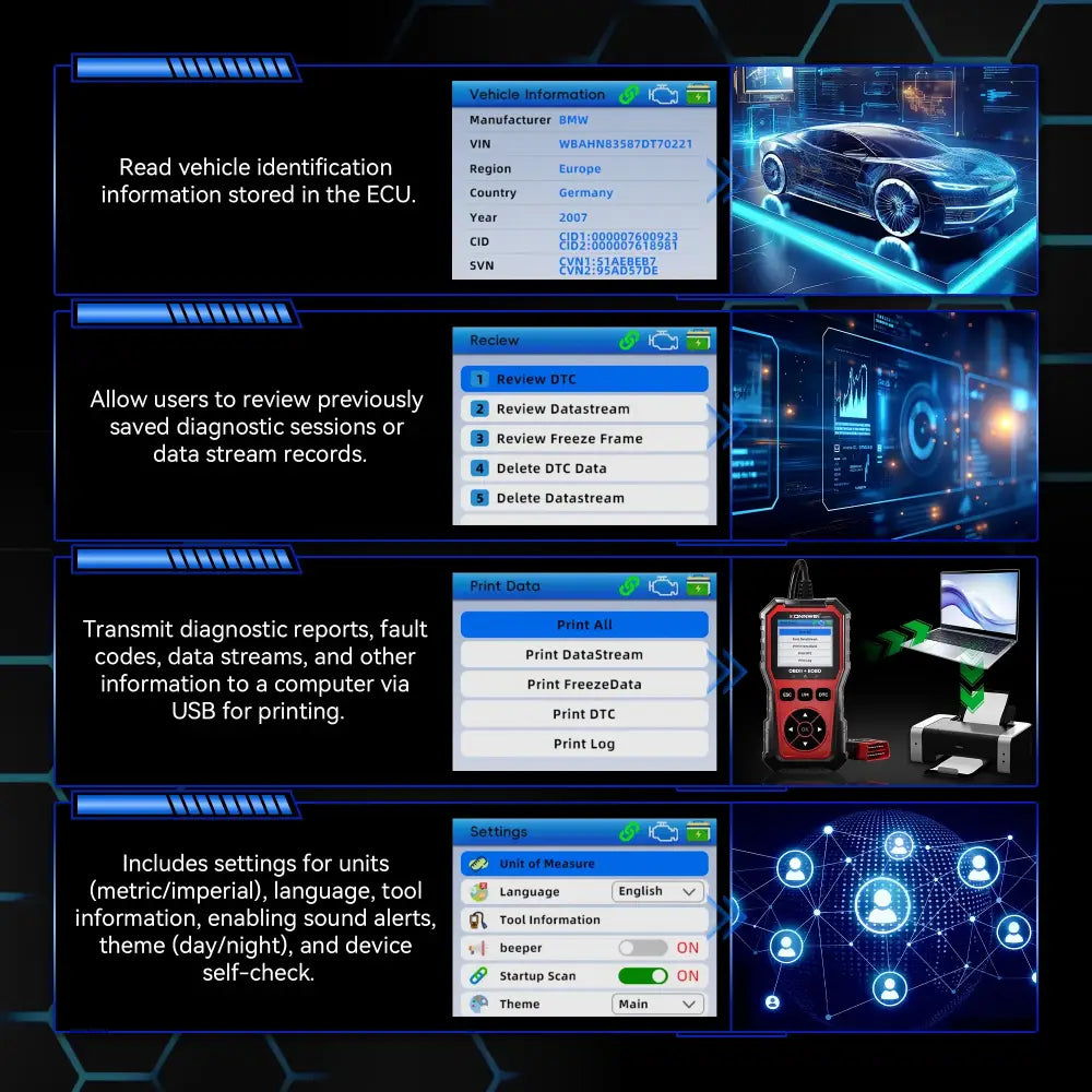 2026 KONNWEI KW330 Car OBD2 Fault Scanner Engine Battery Test Fault Code Clear Real-Time Data Professional OBD
