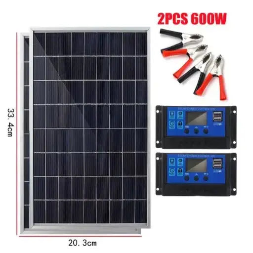 20W Outdoor Portable Solar Power Kit - 2PC with 2 controller / Solar Panel Kit - SS