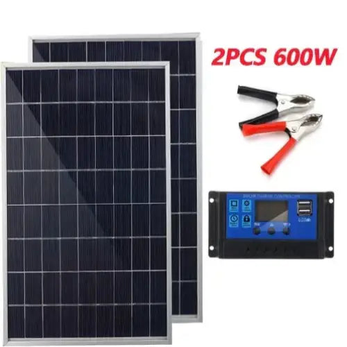20W Outdoor Portable Solar Power Kit - 2PC with controller / Solar Panel Kit - SS