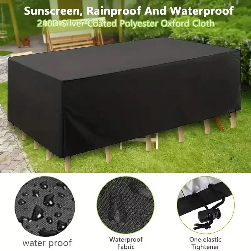 210D Oxford Waterproof Garden Table Cover – UV & Windproof (different sizes available) - Black / 90x90x40cm / Furniture