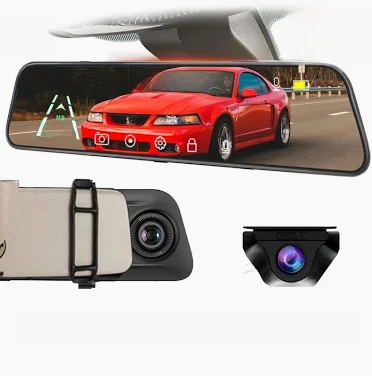 12-Inch Touch Screen Dash Cam and Rearview Camera System for Vehicles with DVR Functionality and Sony Technology