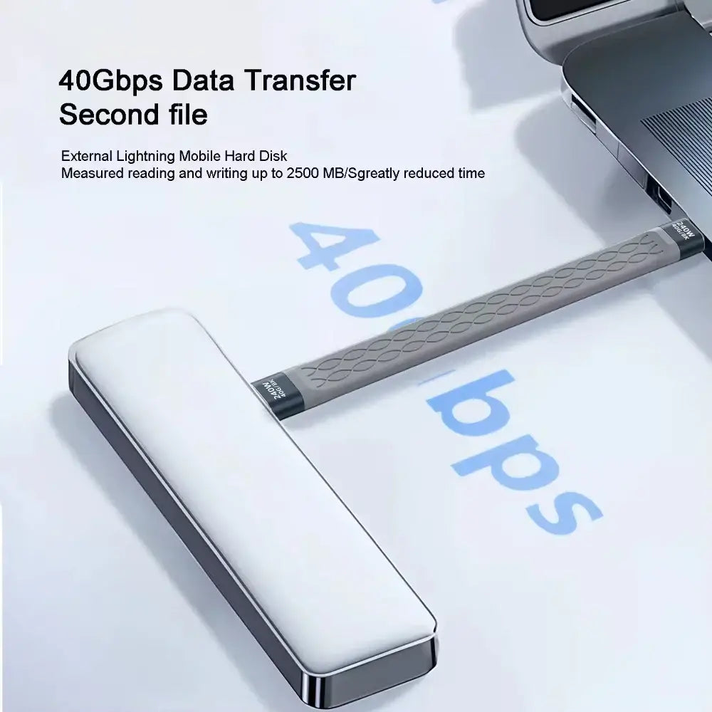 240W 40GB Short USB-C to USB-C Fast Charging Cable with 40Gbps Data Transfer and 8K Video Support - Gray / 13Cm