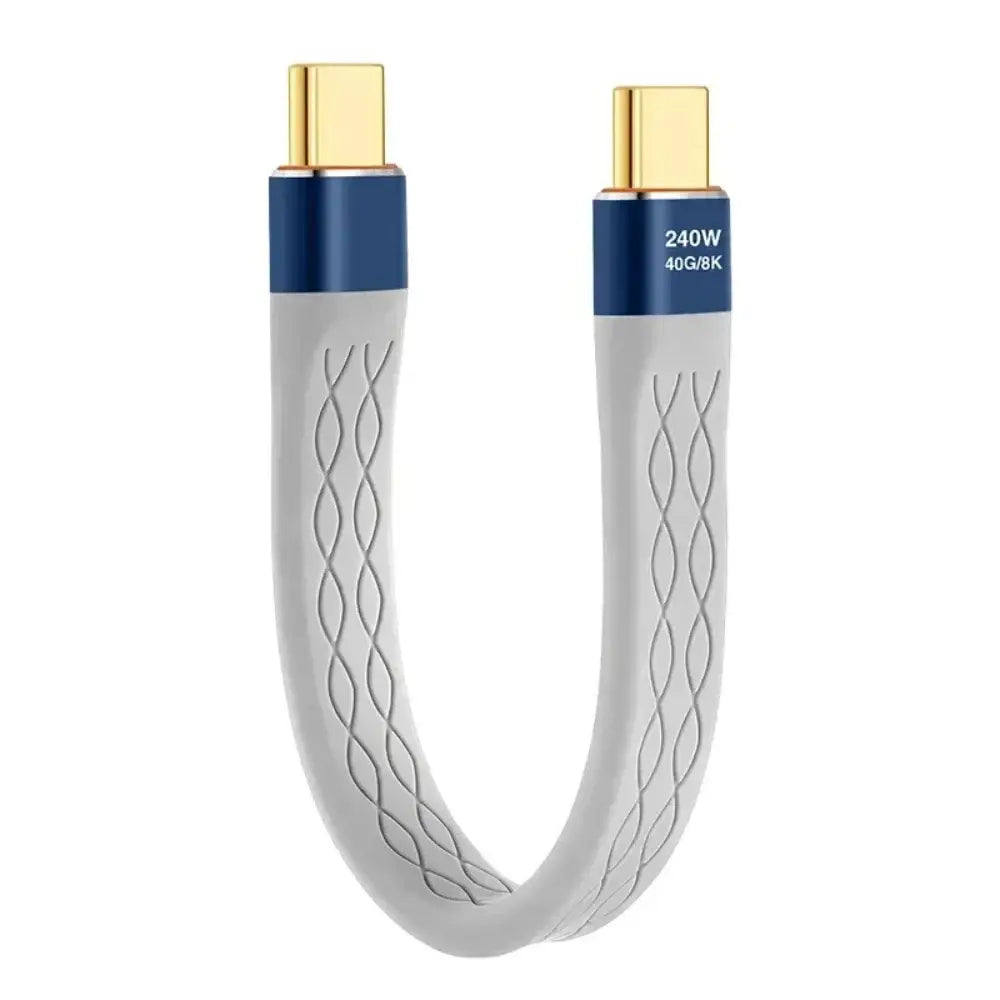 240W 40GB Short USB-C to USB-C Fast Charging Cable with 40Gbps Data Transfer and 8K Video Support - Gray / 13Cm