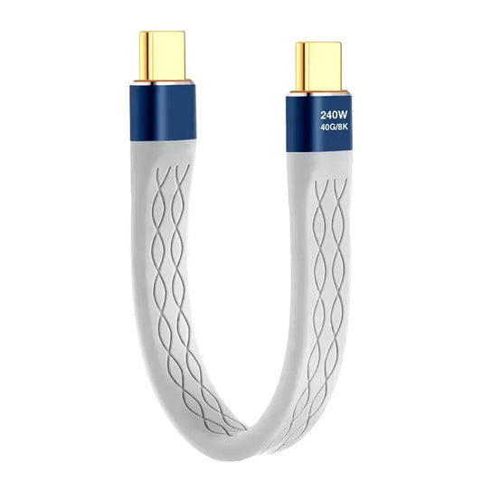 240W 40GB Short USB-C to USB-C Fast Charging Cable with 40Gbps Data Transfer and 8K Video Support - Gray / 13Cm