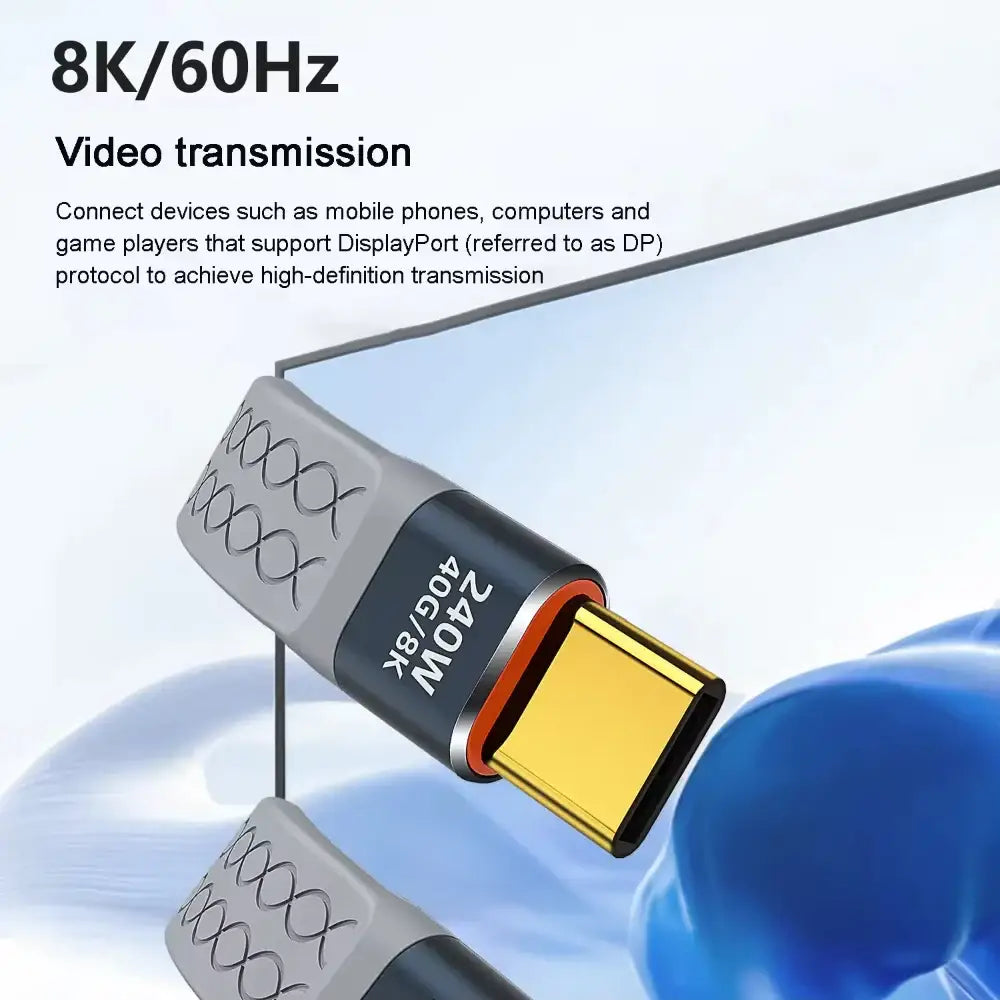 240W 40GB Short USB-C to USB-C Fast Charging Cable with 40Gbps Data Transfer and 8K Video Support - Gray / 13Cm