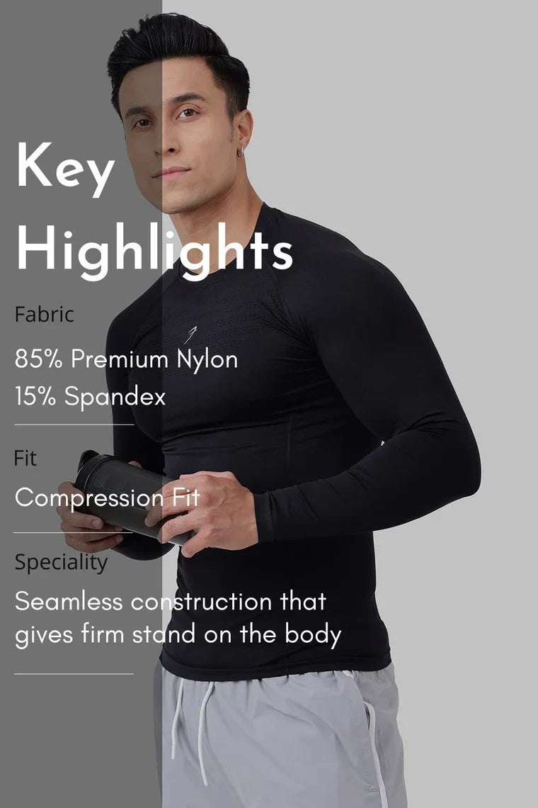 Power Seamless Fullsleeves T-shirt Black