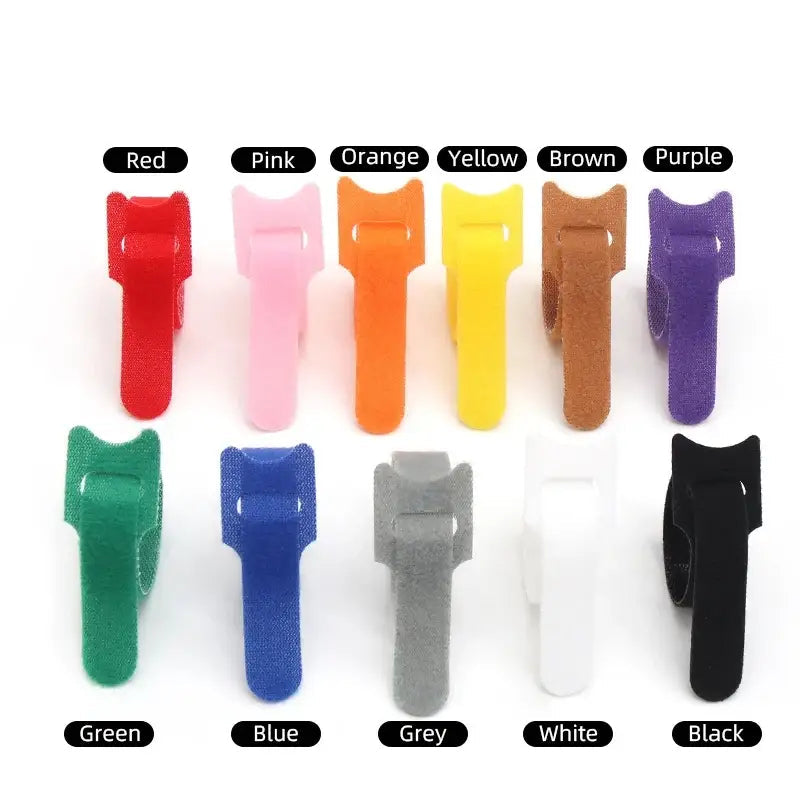 250mm Reusable Fastening Cable Ties Hook and Loop Tape Cable Straps Wire Ties Cable Management Adjustable Cord