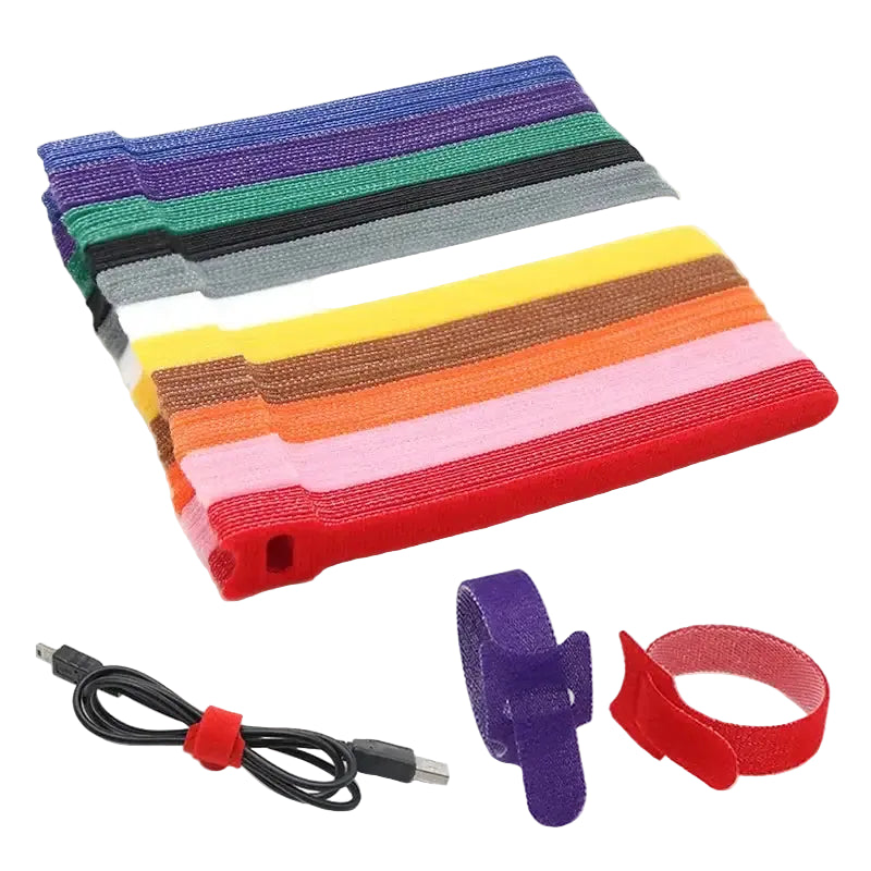 250mm Reusable Fastening Cable Ties Hook and Loop Tape Cable Straps Wire Ties Cable Management Adjustable Cord