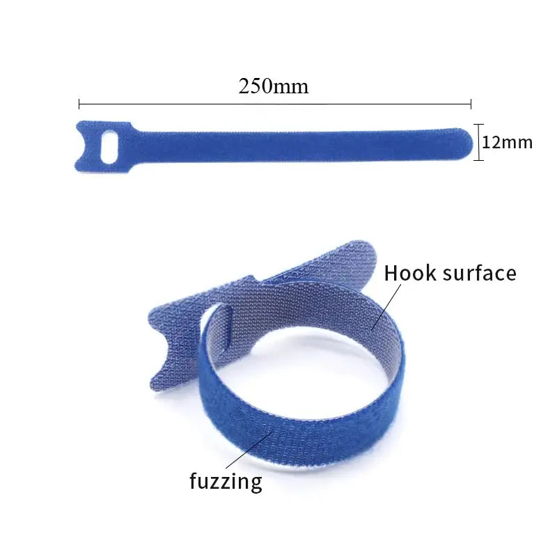 250mm Reusable Fastening Cable Ties Hook and Loop Tape Cable Straps Wire Ties Cable Management Adjustable Cord