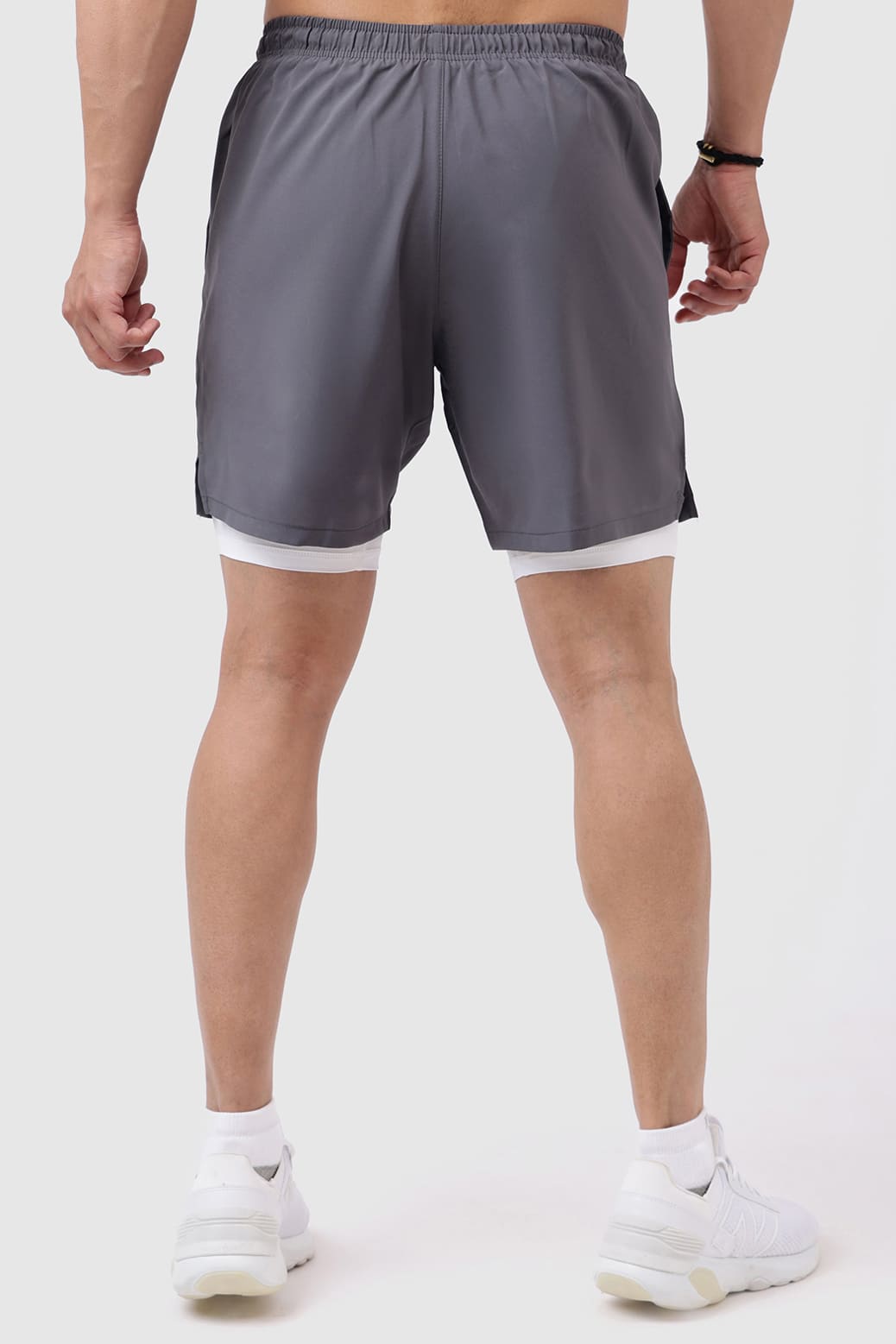 2 in 1 Compression Shorts Grey with White