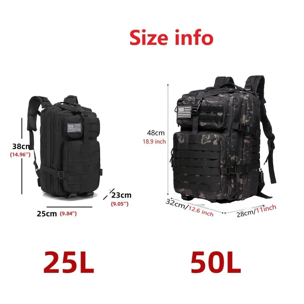 25L/50L Waterproof Tactical Outdoor Backpack - 9eight5