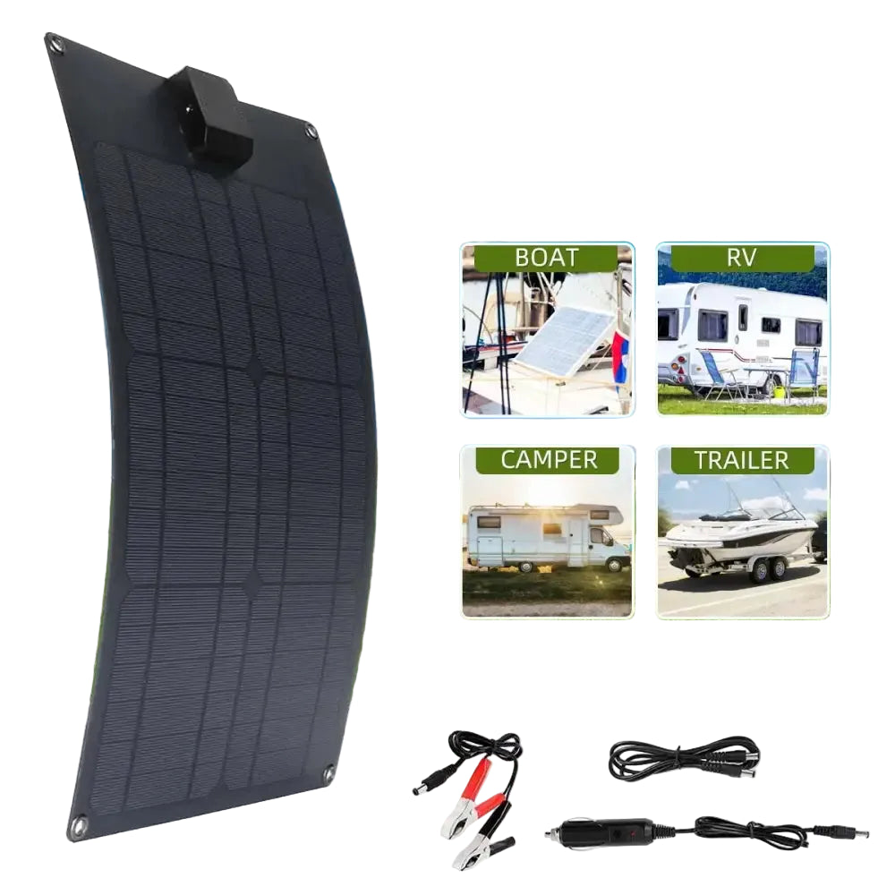 25W Portable Solar Panel Charger 5V USB and 12V DC Dual Output with Solar Controller for 12V Battery Phone Power Bank