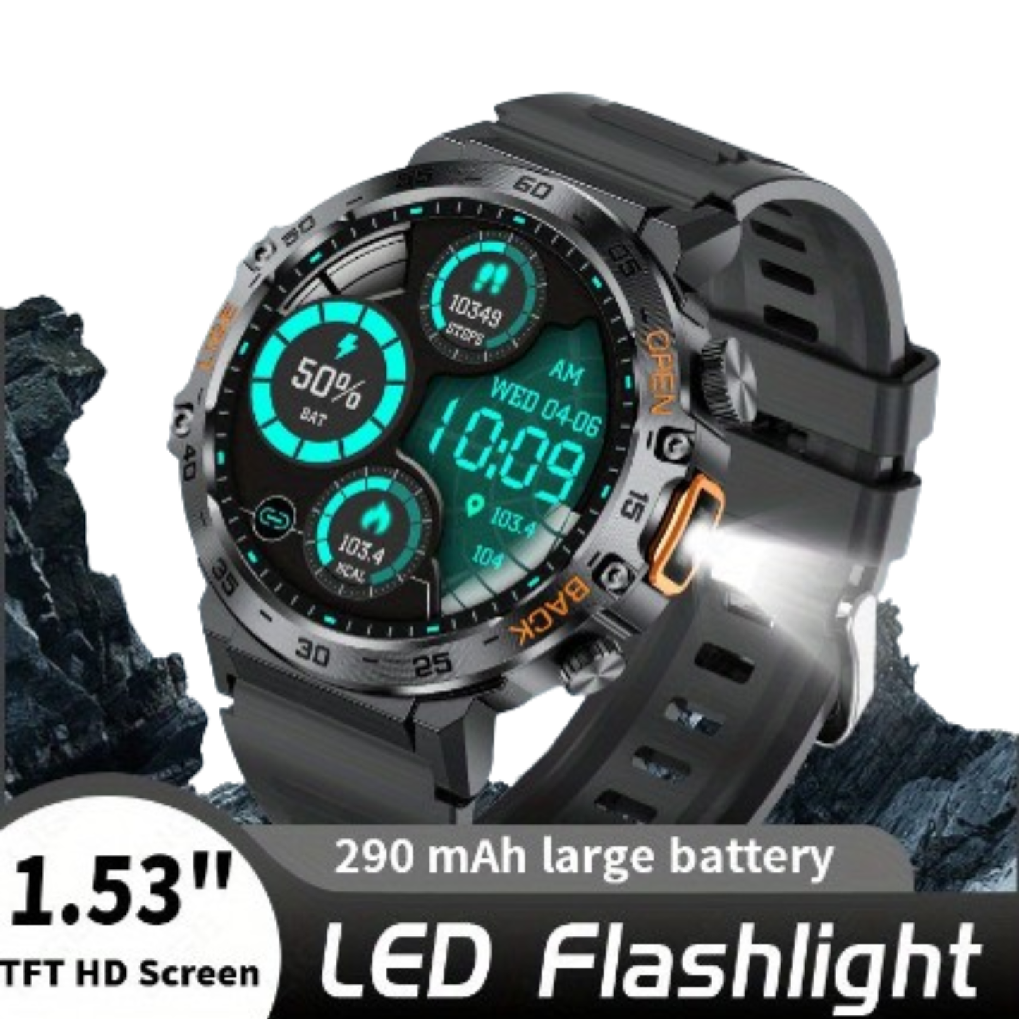 LIGE Outdoor Smartwatch – HD Screen, LED Flashlight, 290mAh Battery (6 types available)