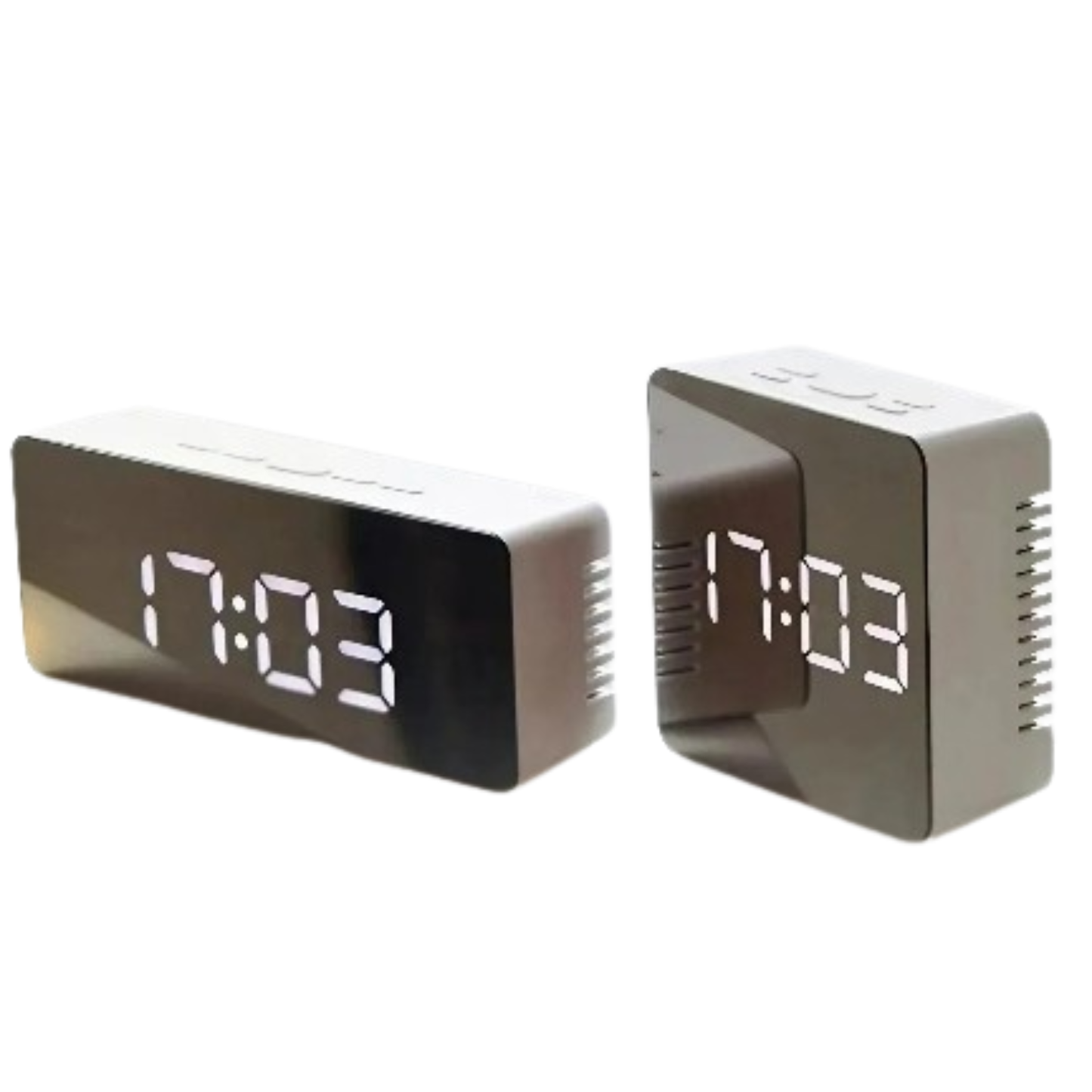 LED Mirror Alarm Clock with Temperature & Smart Night Light (available in 2 shapes)