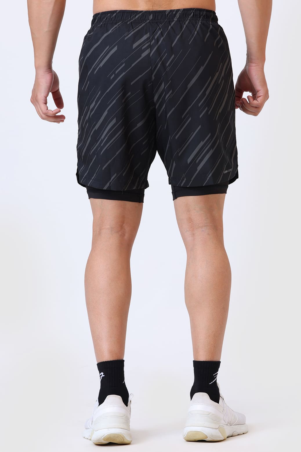 2 in 1 Printed Compression Shorts Black