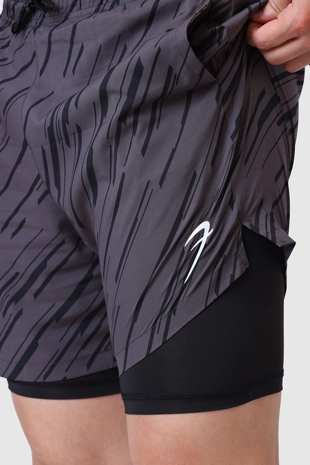 2 in 1 Printed Compression Shorts Graphite