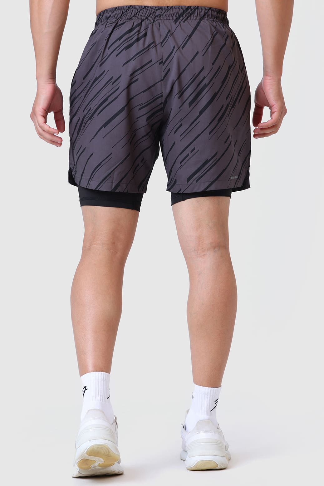 2 in 1 Printed Compression Shorts Graphite