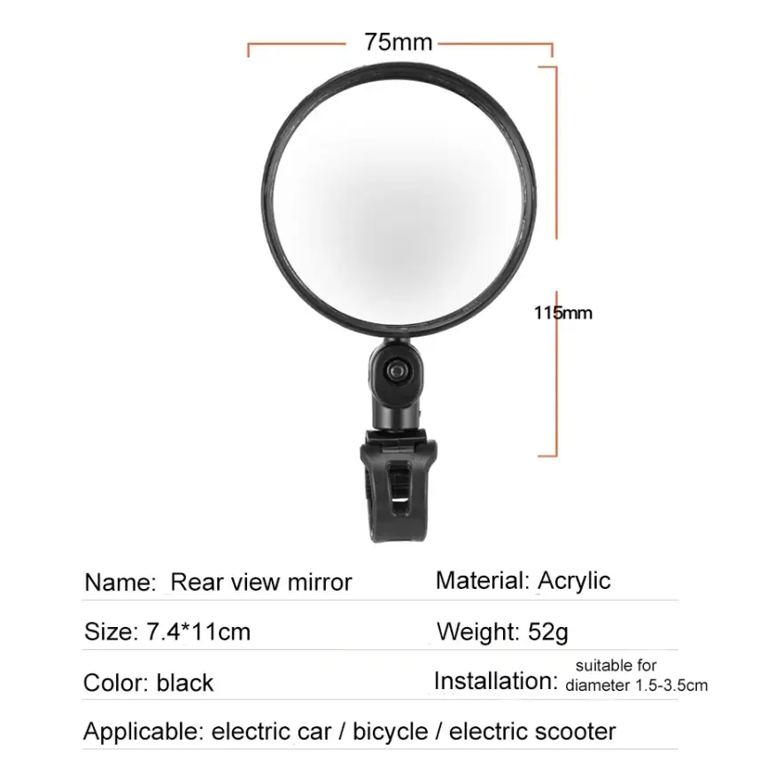 2PCS Bicycle Rearview Mirror 360 Degree Adjustable Rotatable Universal Cycling Handlebar Rear View Mirrors for MTB Road