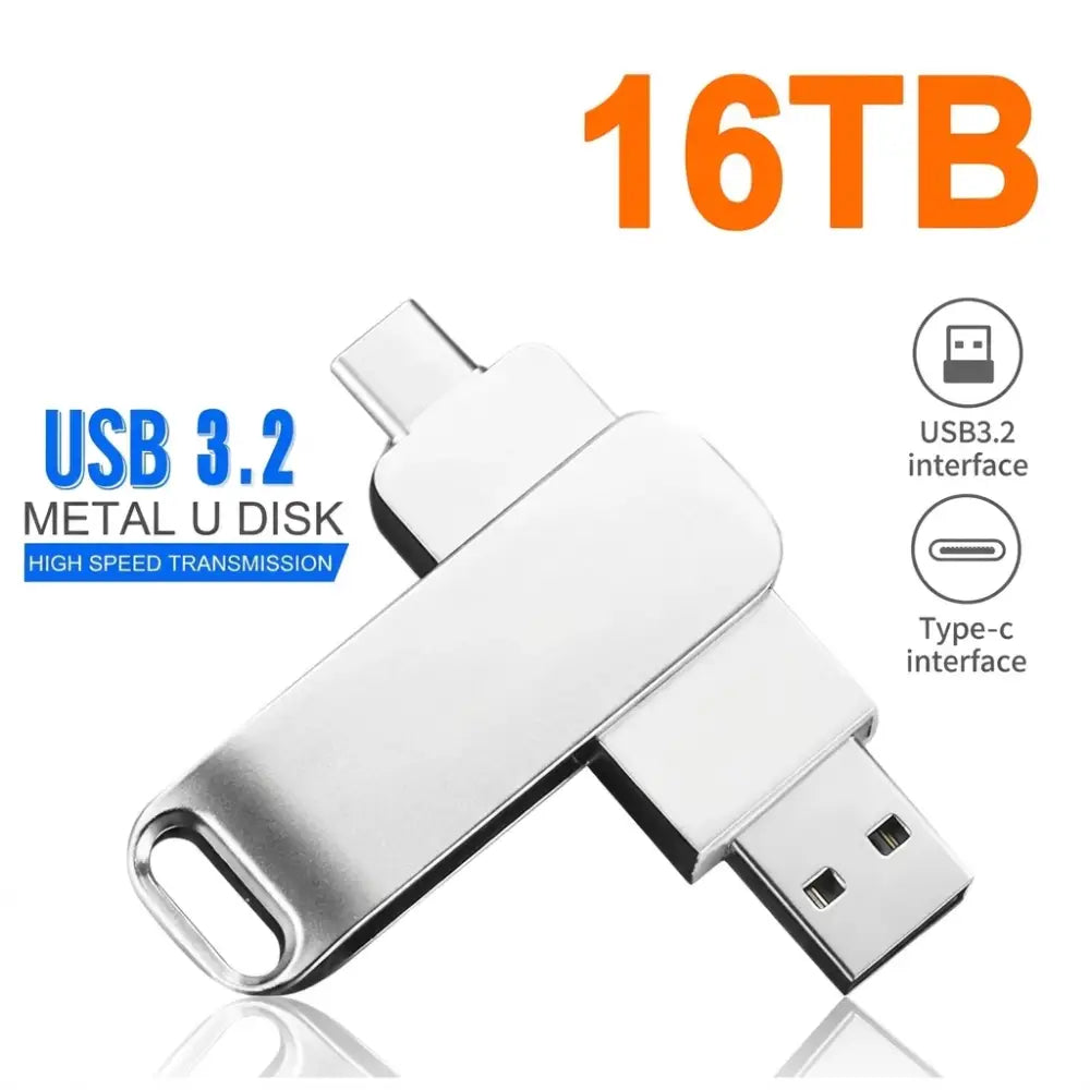 2TB - 16TB USB 3.2 Waterproof Flash Drive - 16Tb