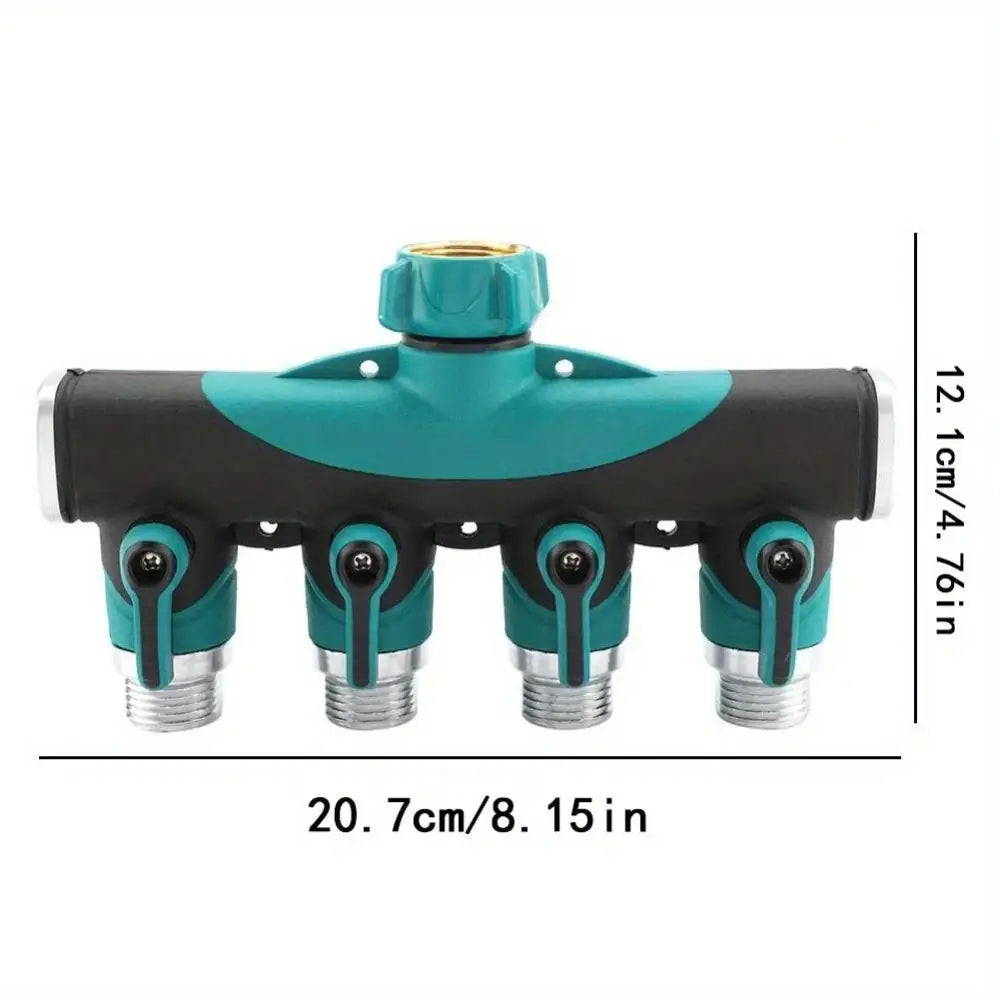 3/4’’ 2/4-Way Garden Hose Splitter with Shut-Off Valve (different types available) - American 4 Way / 3/4’’ - SS