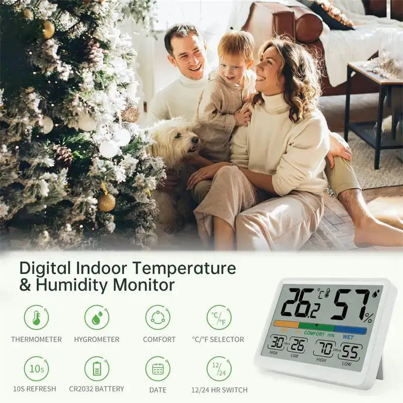 3.4’’ LCD Digital Thermometer Hygrometer for Home & Office - HBC