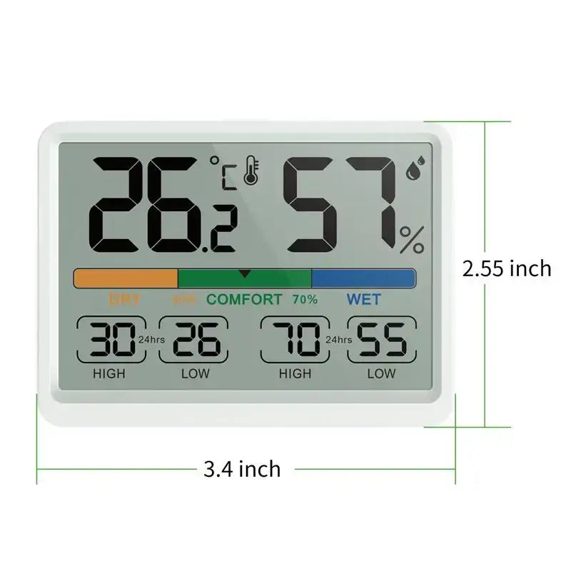 3.4’’ LCD Digital Thermometer Hygrometer for Home & Office - HBC