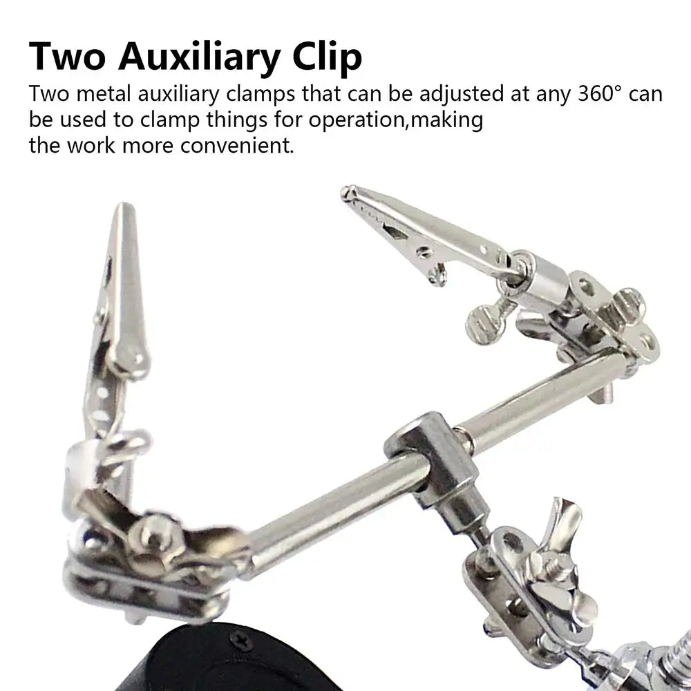 3.5X/12X Welding Magnifier with Auxiliary Clip & Stand - Black - HBC
