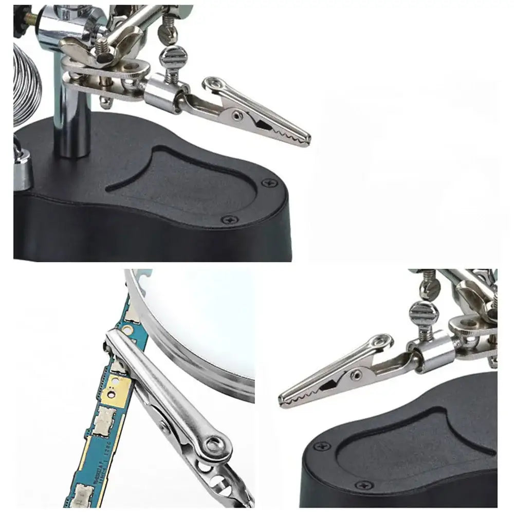 3.5X/12X Welding Magnifier with Auxiliary Clip & Stand - Black - HBC