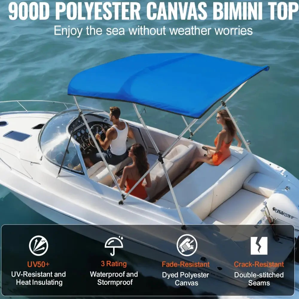 3-Bow Bimini Top Boat Canopy – 900D Polyester (different sizes available) - SS