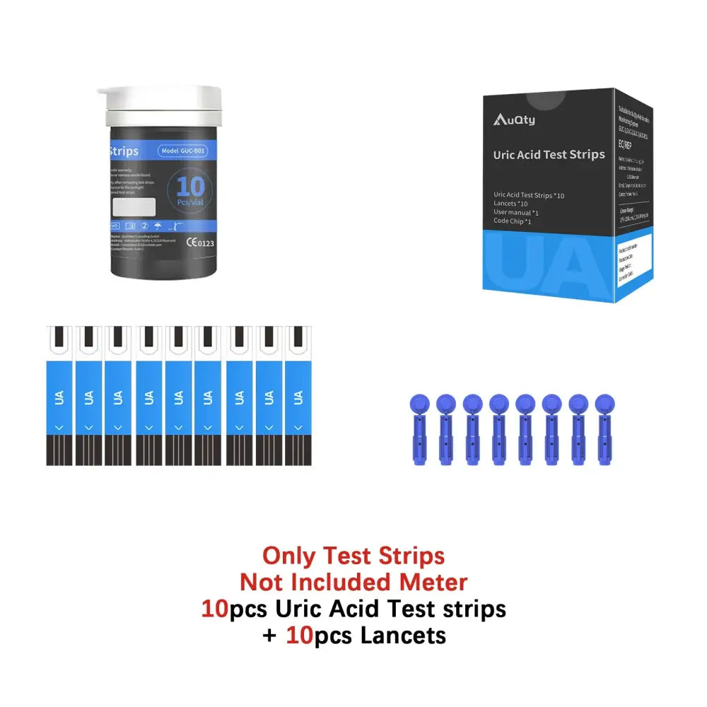 3-in-1 Blood Glucose Uric Acid & Cholesterol Meter - 10UA Strip-No Meter / Gout Monitor - HBC