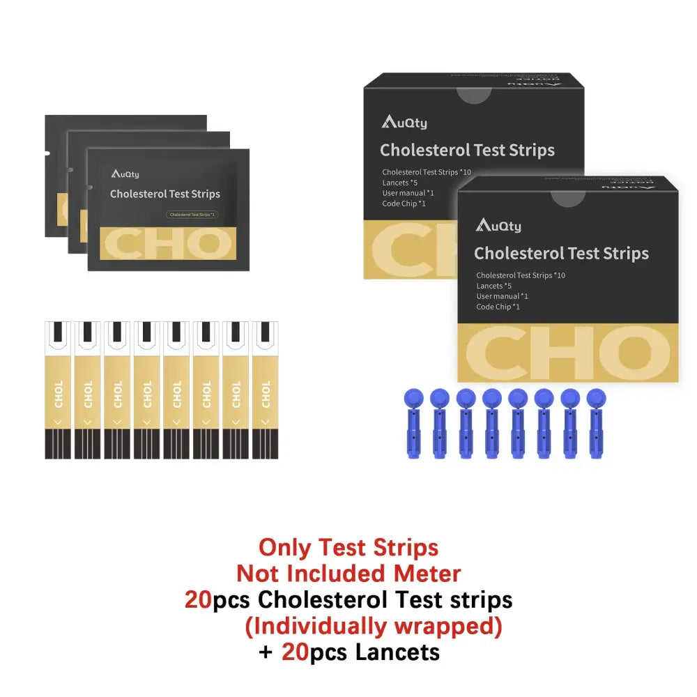 3-in-1 Blood Glucose Uric Acid & Cholesterol Meter - 20Cho Strip-No Meter / Gout Monitor - HBC