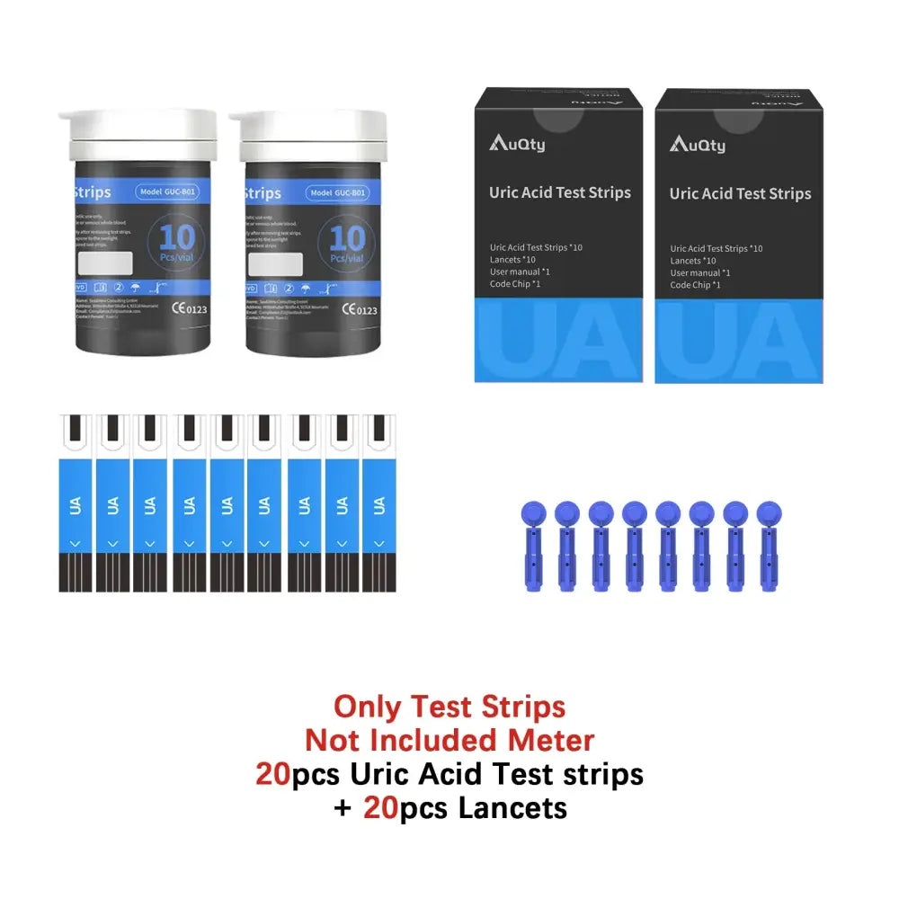 3-in-1 Blood Glucose Uric Acid & Cholesterol Meter - 20UA Strip-No Meter / Gout Monitor - HBC