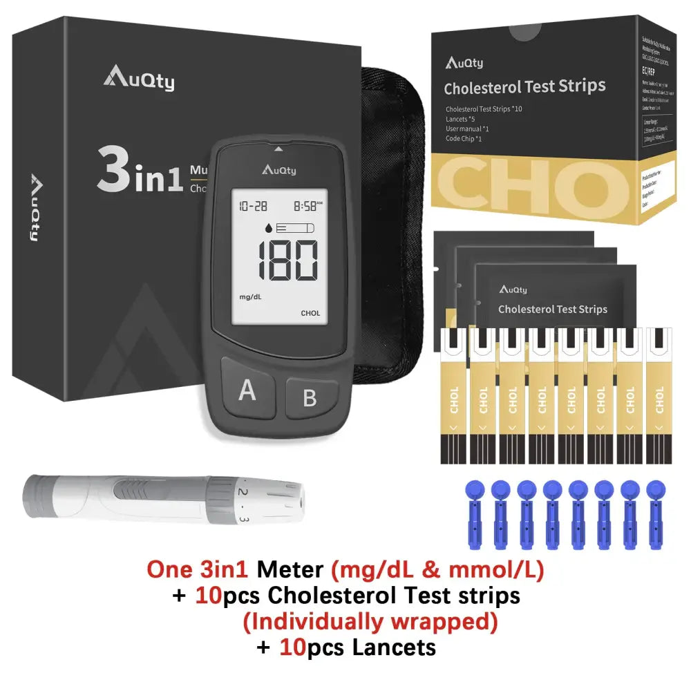 3-in-1 Blood Glucose Uric Acid & Cholesterol Meter - Meter And Cho Strip / Gout Monitor - HBC