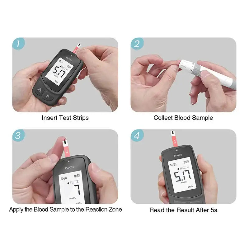 3-in-1 Blood Glucose Uric Acid & Cholesterol Meter - HBC