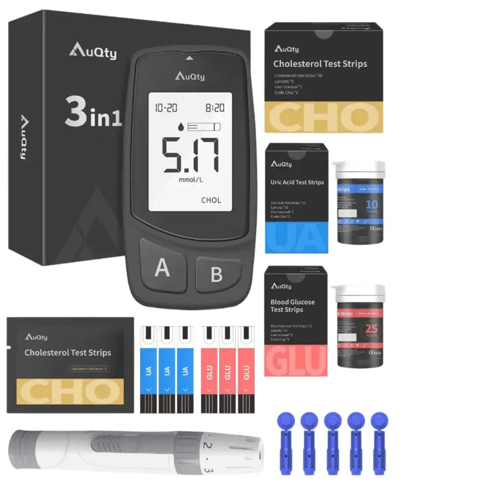 3-in-1 Blood Glucose Uric Acid & Cholesterol Meter - HBC
