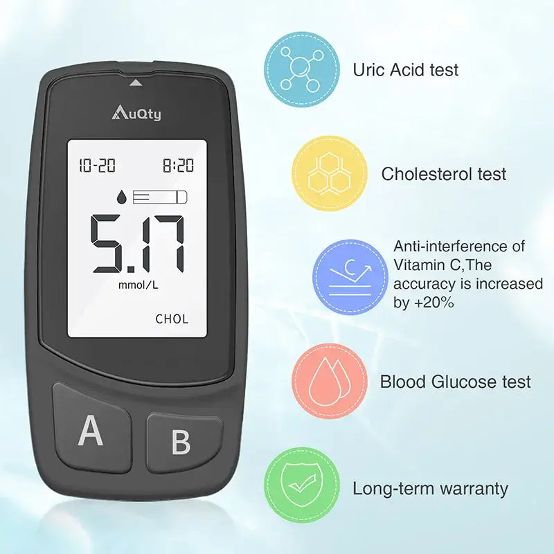 3-in-1 Blood Glucose Uric Acid & Cholesterol Meter - HBC