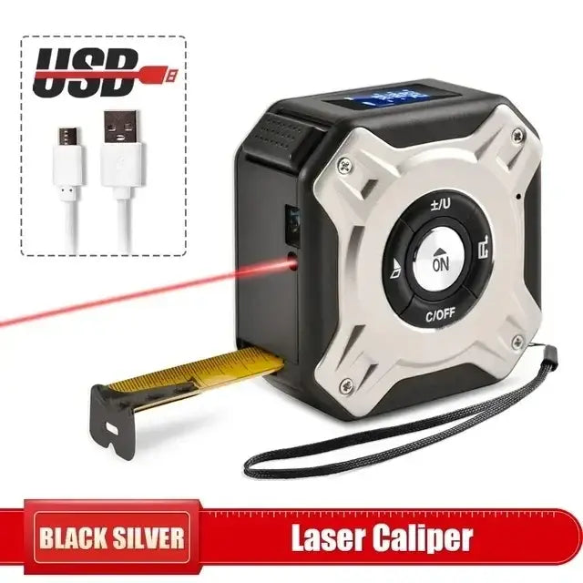 3-in-1 Laser Measuring Tool - 40/60M Distance Meter with Stainless Steel Digital Tape Measure and 5M Retractable