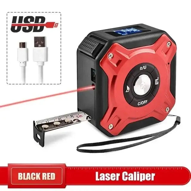 3-in-1 Laser Measuring Tool - 40/60M Distance Meter with Stainless Steel Digital Tape Measure and 5M Retractable